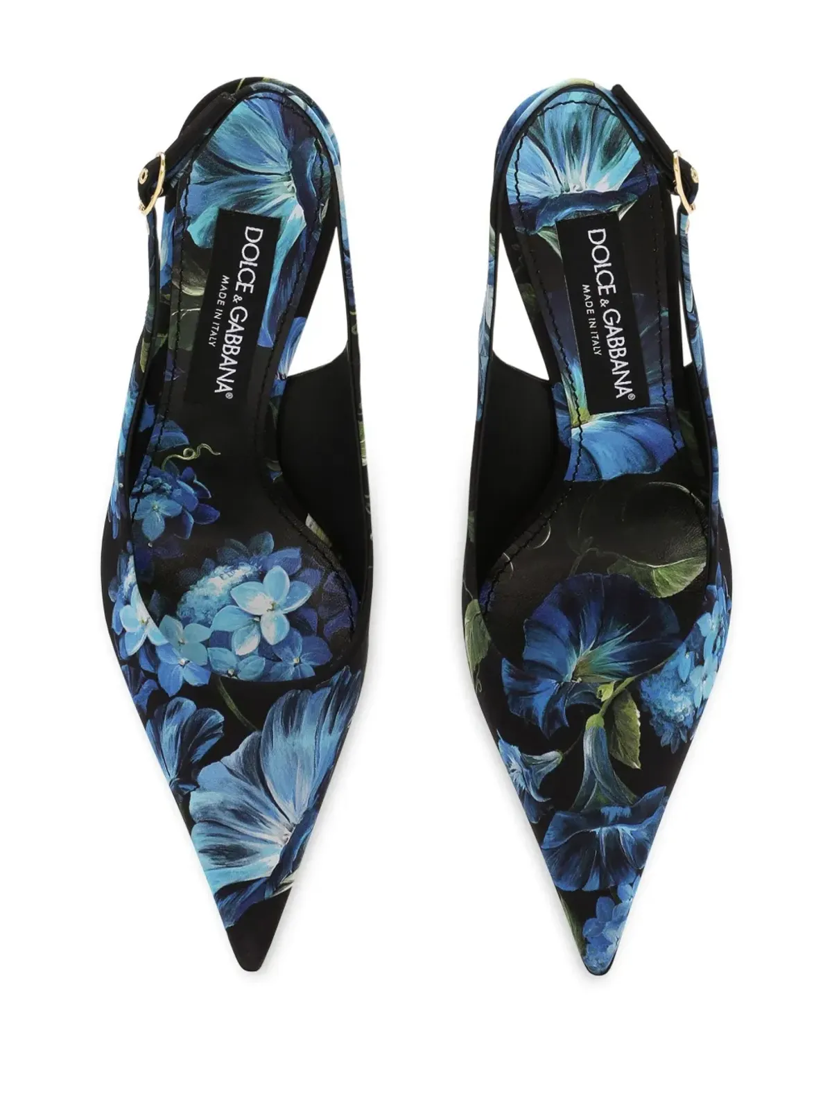 Dolce & Gabbana 花柄プリント シャルムーズ スリングバック パンプス - 画像4