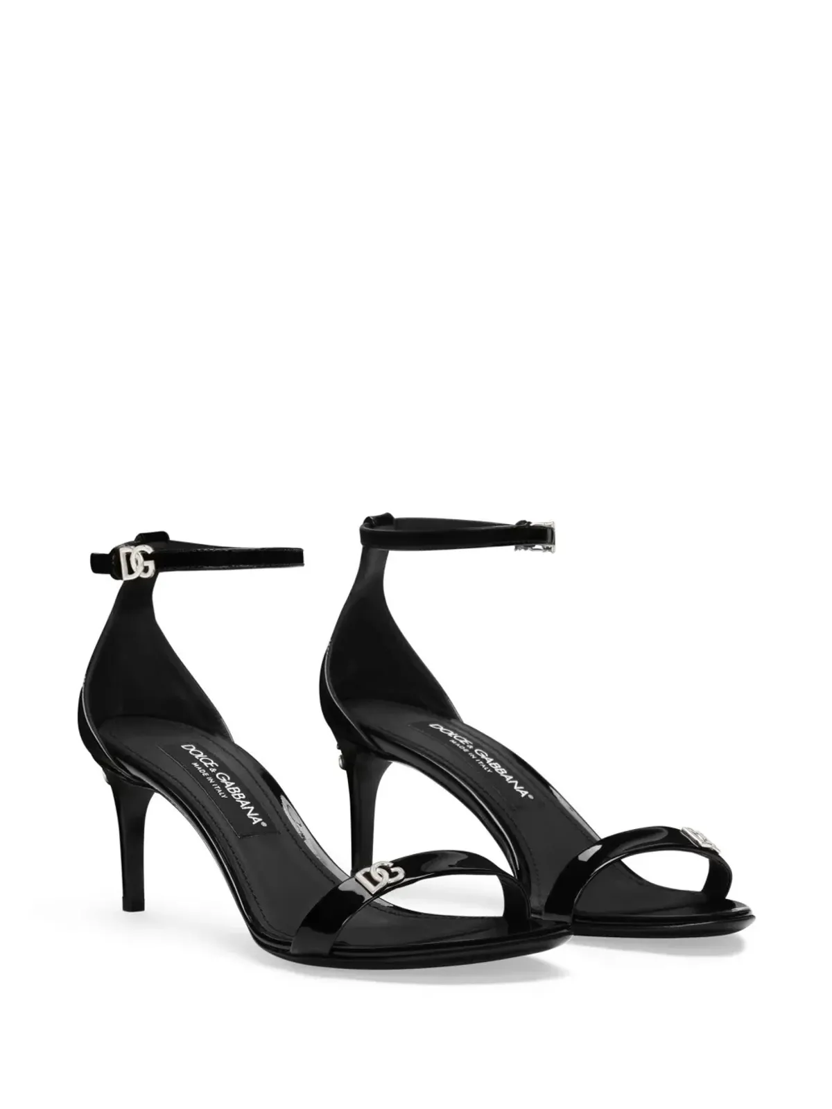Dolce & Gabbana ロゴプレート パテントレザー サンダル - ブラック - 画像2