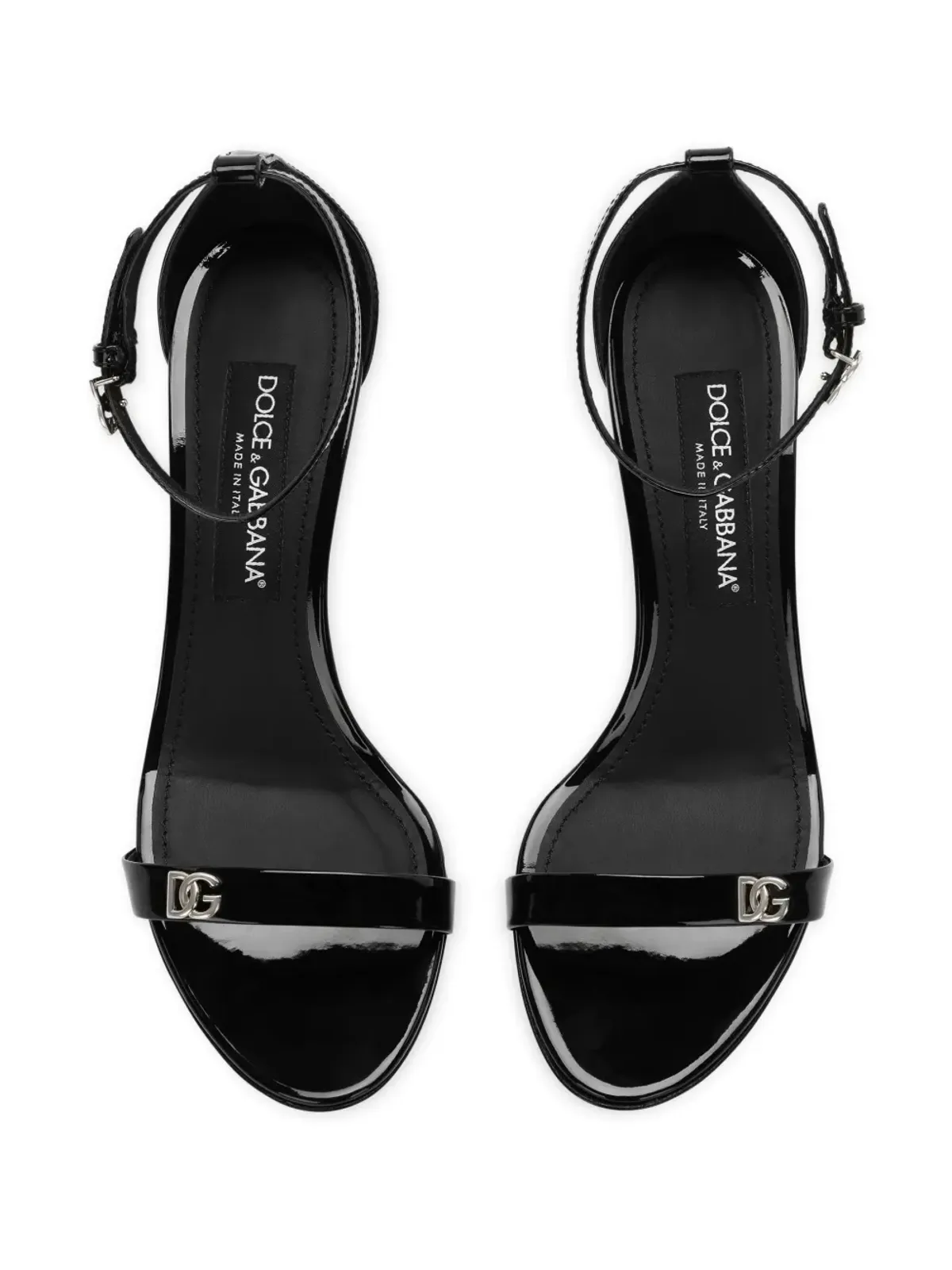 Dolce & Gabbana ロゴプレート パテントレザー サンダル - ブラック - 画像4