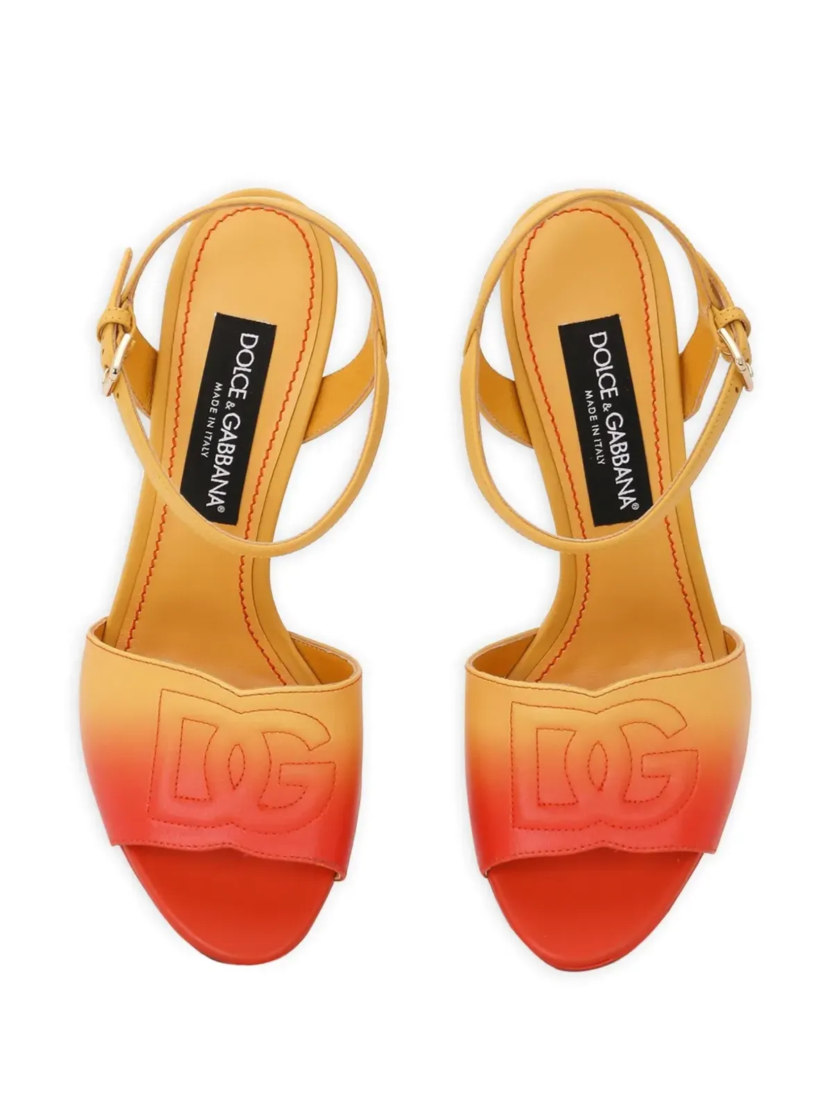 Dolce & Gabbana 85mm プラットフォーム レザーサンダル - オレンジ - 画像4