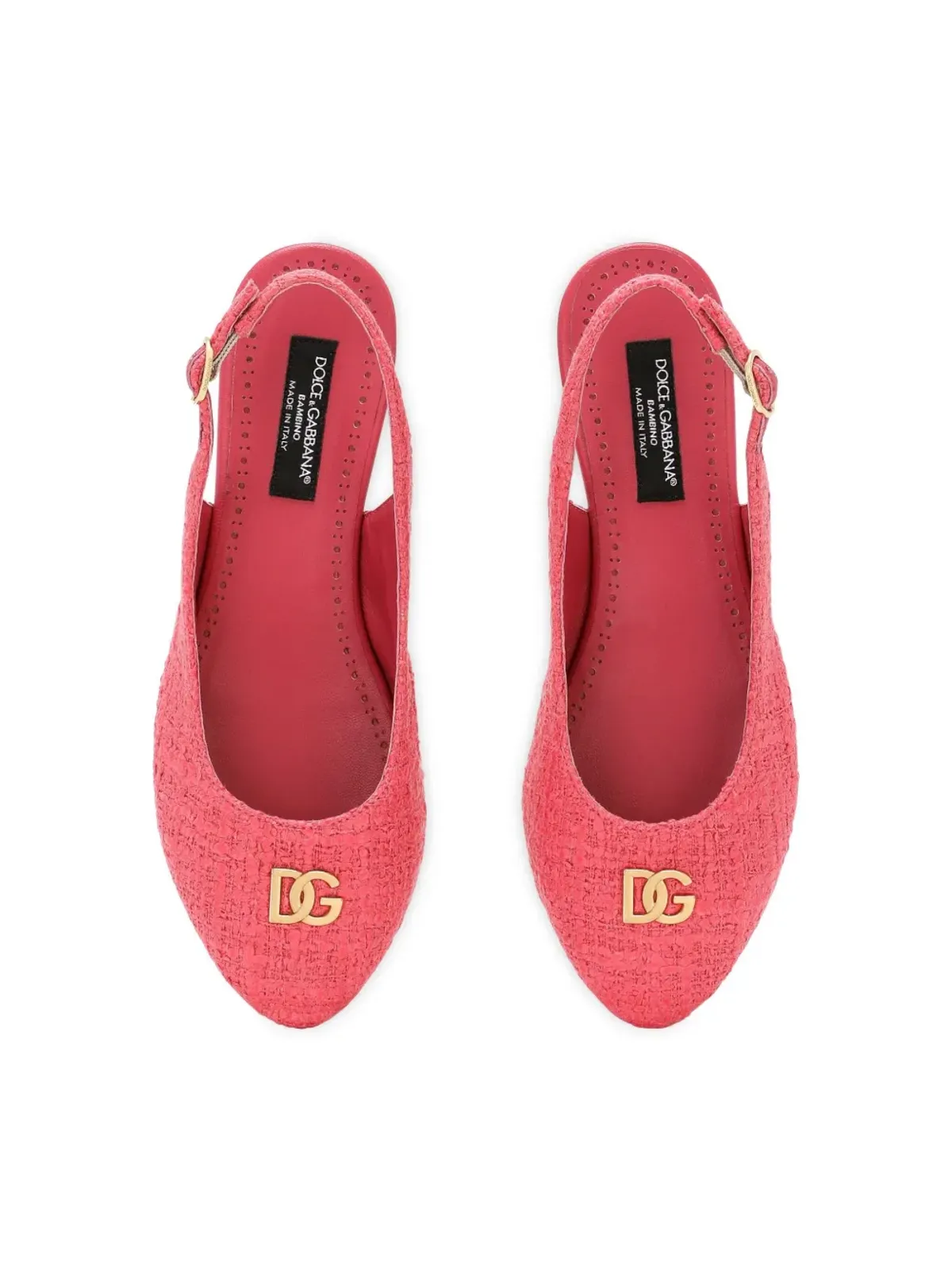 Dolce & Gabbana Kids ロゴプレート付きスリングバックフラットシューズ - ピンク - 画像4