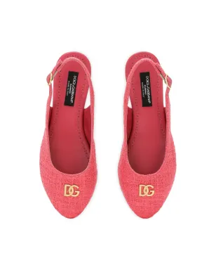 Dolce & Gabbana Kids ロゴプレート付きスリングバックフラットシューズ - ピンク - サムネイル4