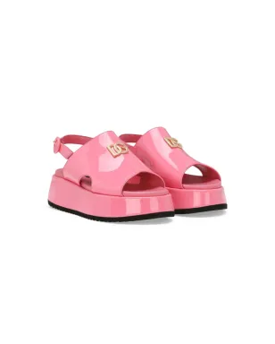 Dolce & Gabbana Kids DG パテントレザー サンダル - ピンク - サムネイル1