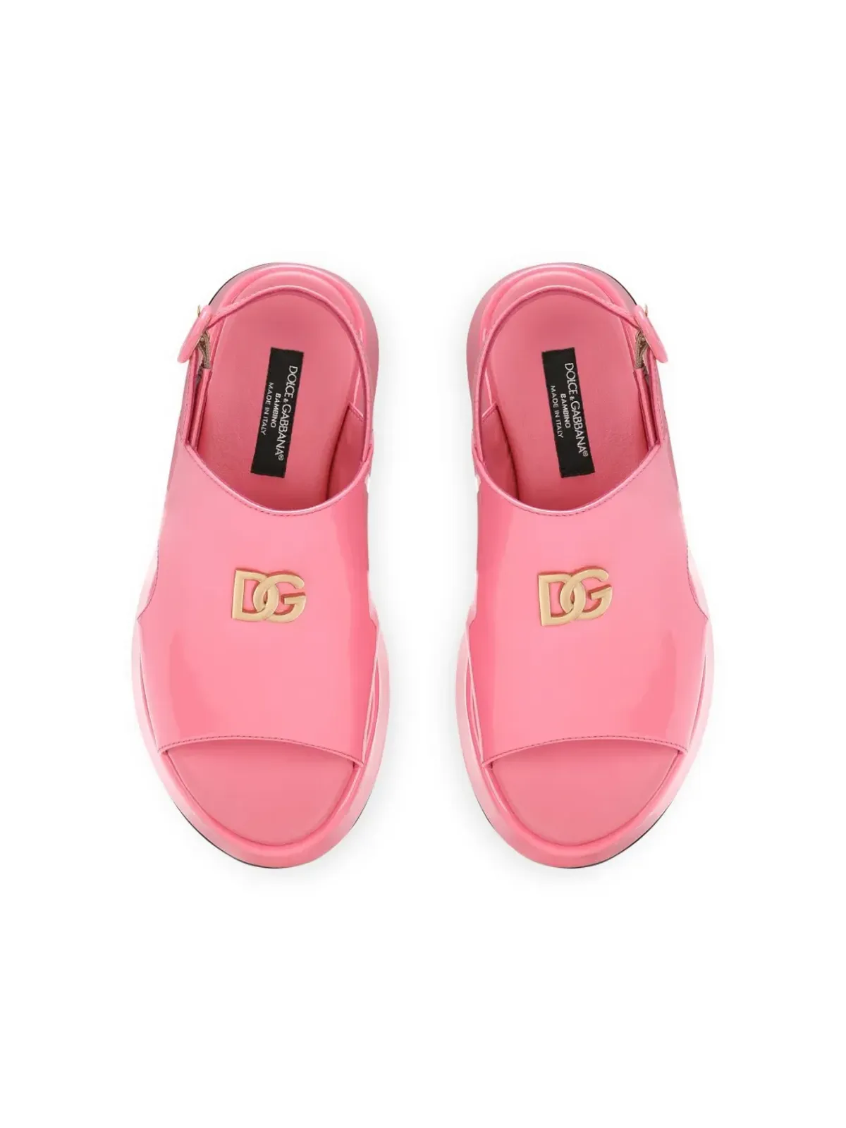 Dolce & Gabbana Kids DG パテントレザー サンダル - ピンク - 画像4