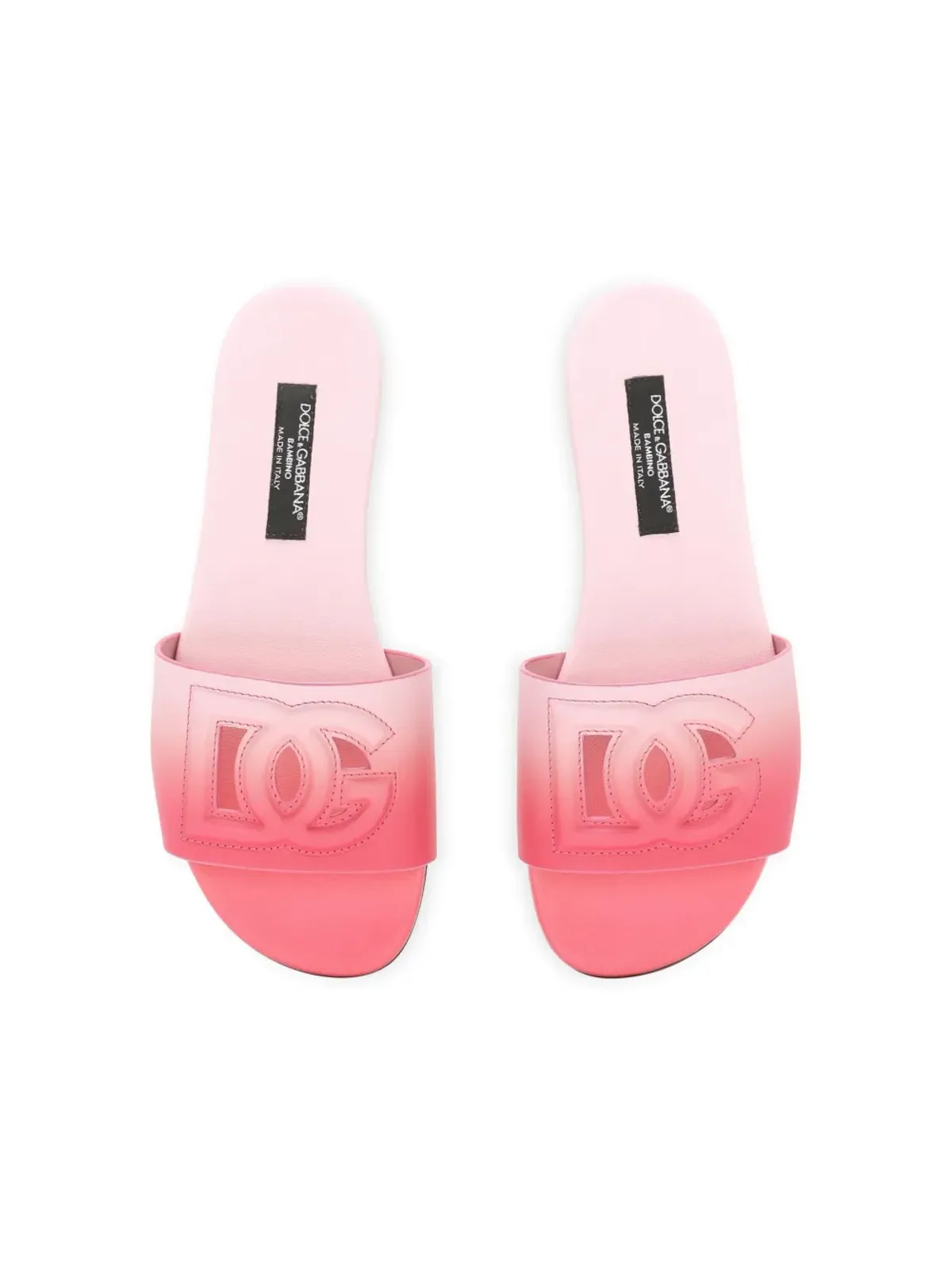 Dolce & Gabbana Kids ロゴカットアウトレザーサンダル ピンク - 画像4