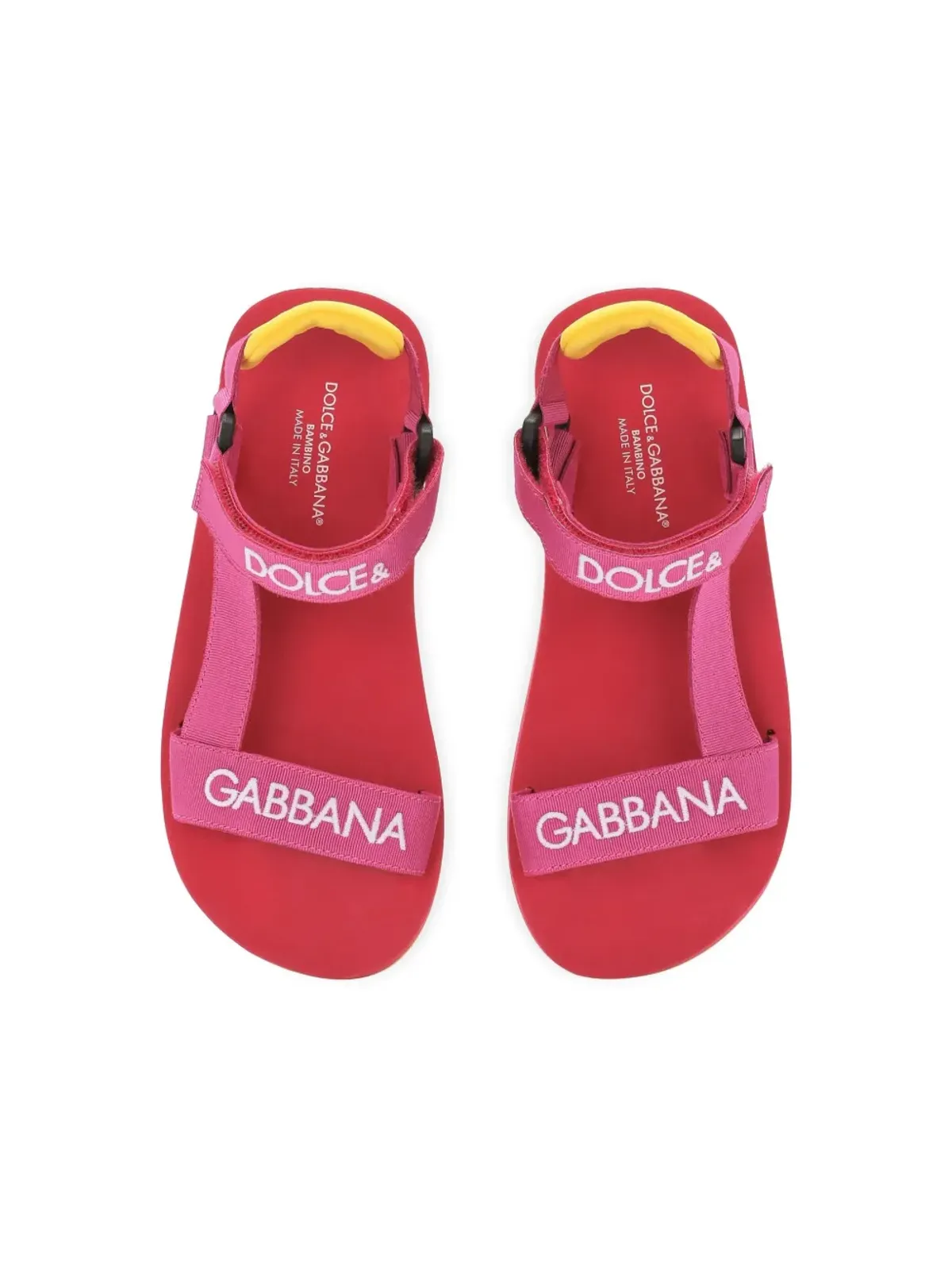 Dolce & Gabbana Kids ロゴ刺繍 タッチストラップ サンダル - ピンク - 画像4