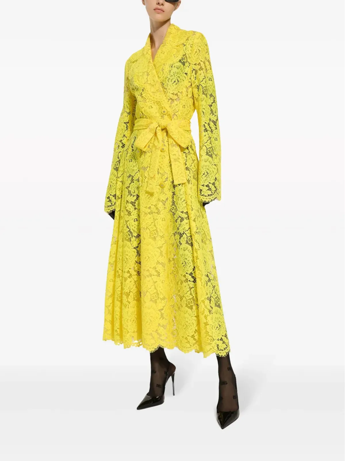 Dolce & Gabbana コルドネットレース トレンチコート - イエロー - 画像2
