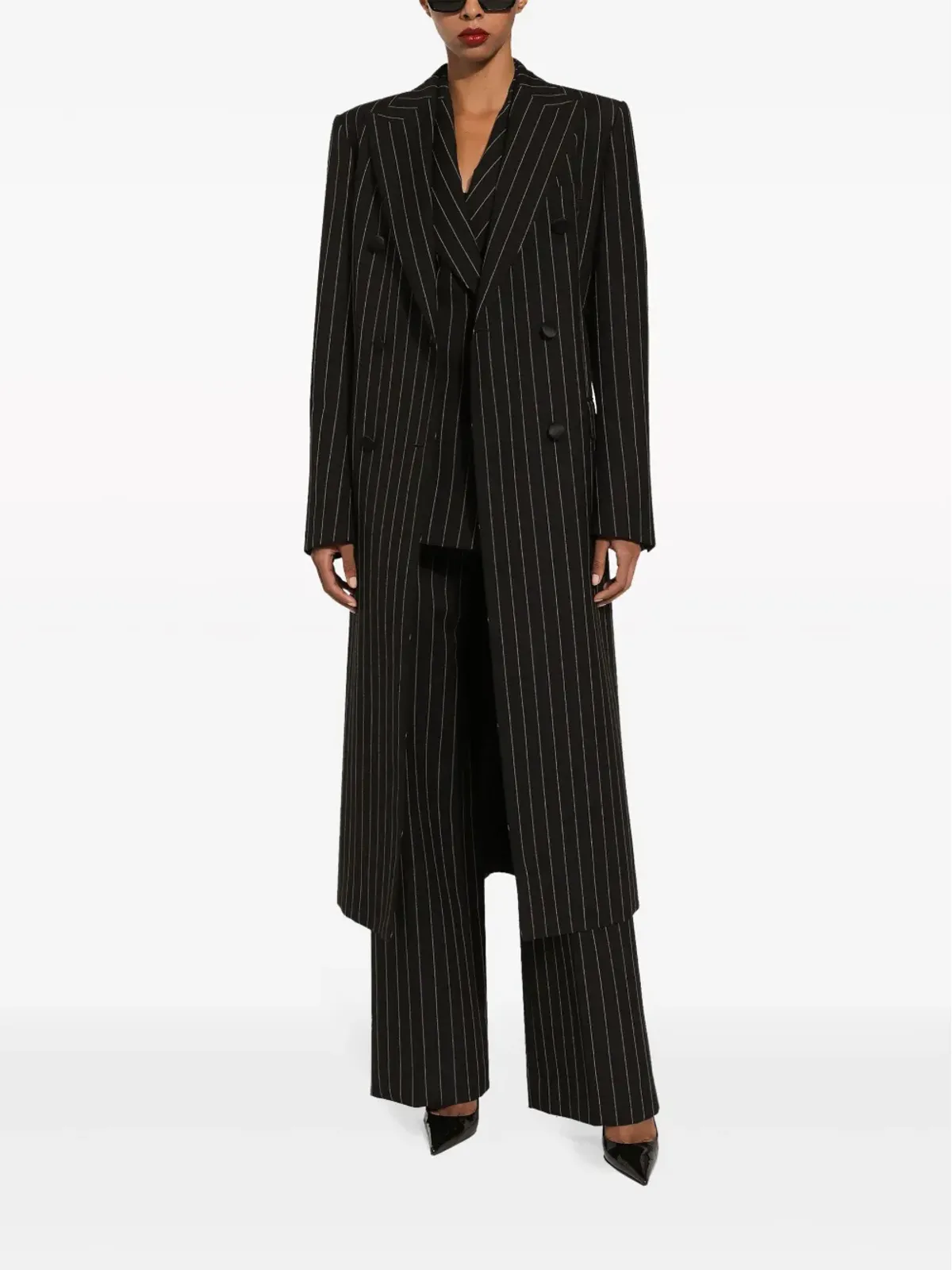 Dolce & Gabbana ピンストライプ柄 ダブルブレスト コート - ブラック - 画像2