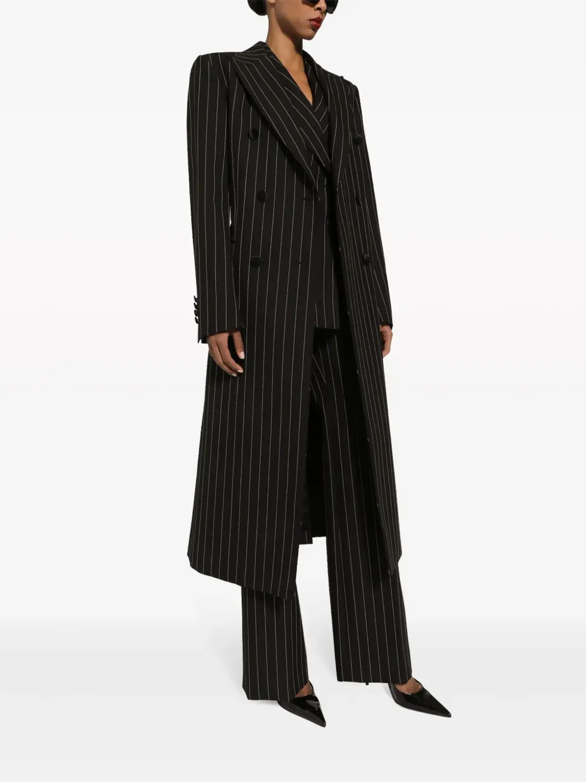 Dolce & Gabbana ピンストライプ柄 ダブルブレスト コート - ブラック - 画像3