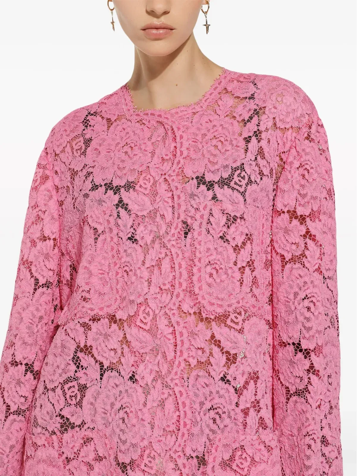 Dolce & Gabbana フローラルレースのシングルブレストコート - ピンク - 画像5