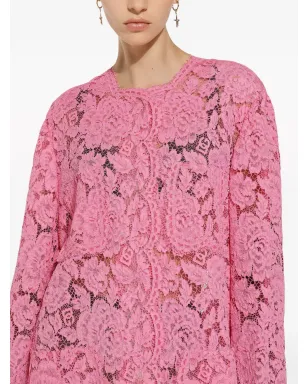 Dolce & Gabbana フローラルレースのシングルブレストコート - ピンク - サムネイル5