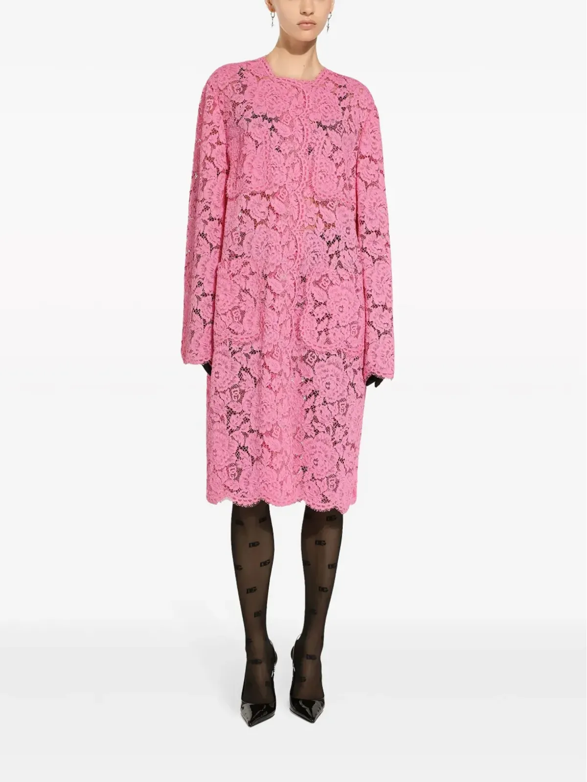 Dolce & Gabbana フローラルレースのシングルブレストコート - ピンク - 画像2