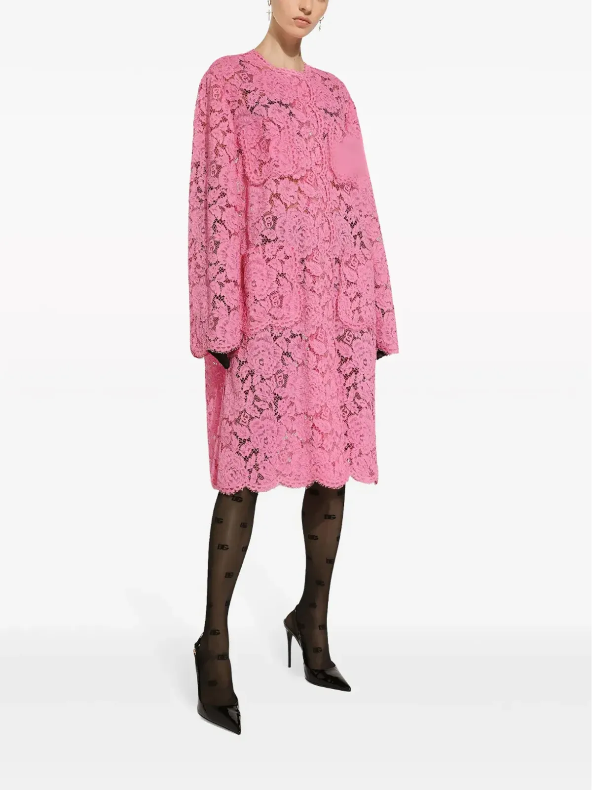 Dolce & Gabbana フローラルレースのシングルブレストコート - ピンク - 画像3