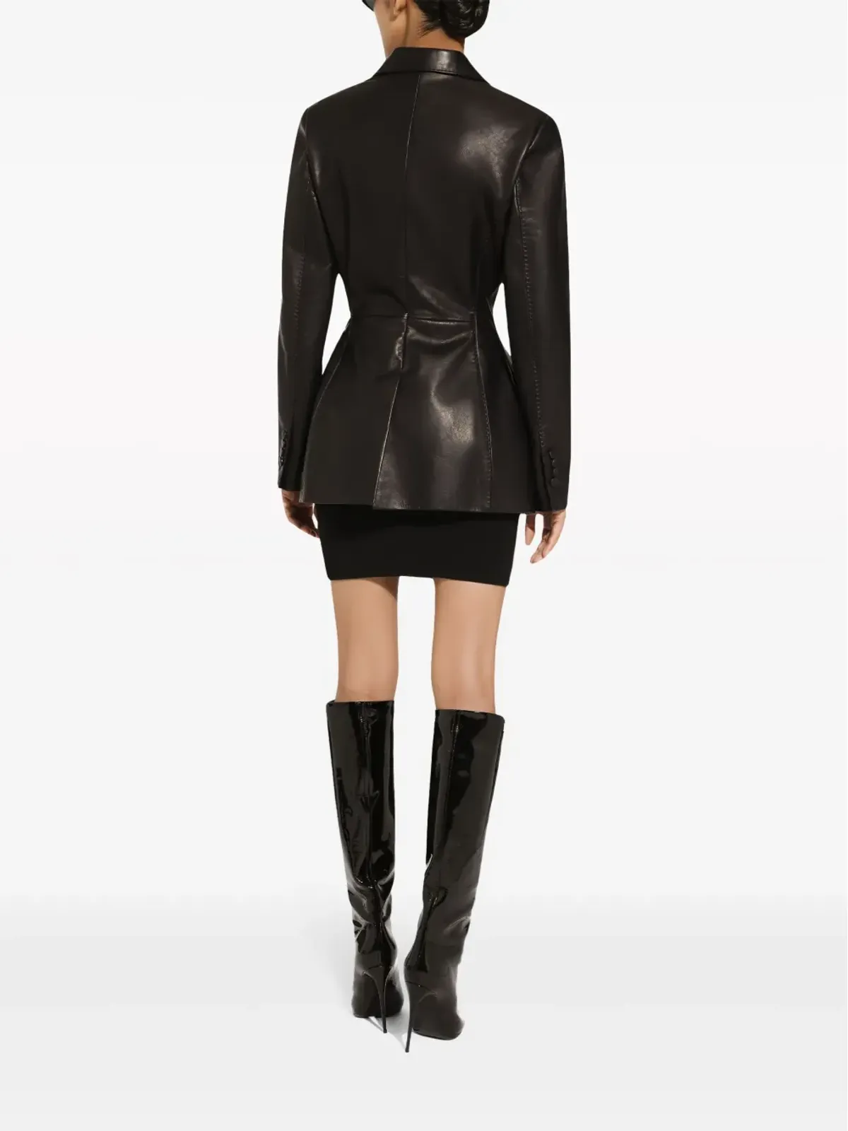 Dolce & Gabbana シングルブレスト レザー ブレザー ブラック - 画像4