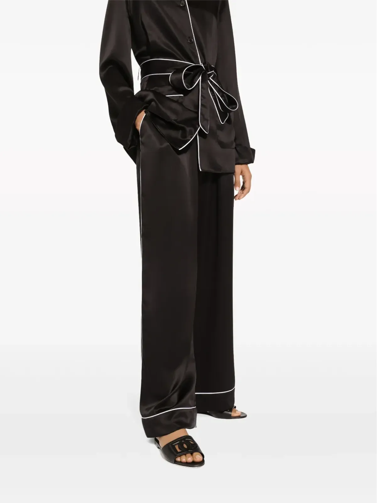 Dolce & Gabbana パイプドリム シルクシャツ - ブラック - 画像5