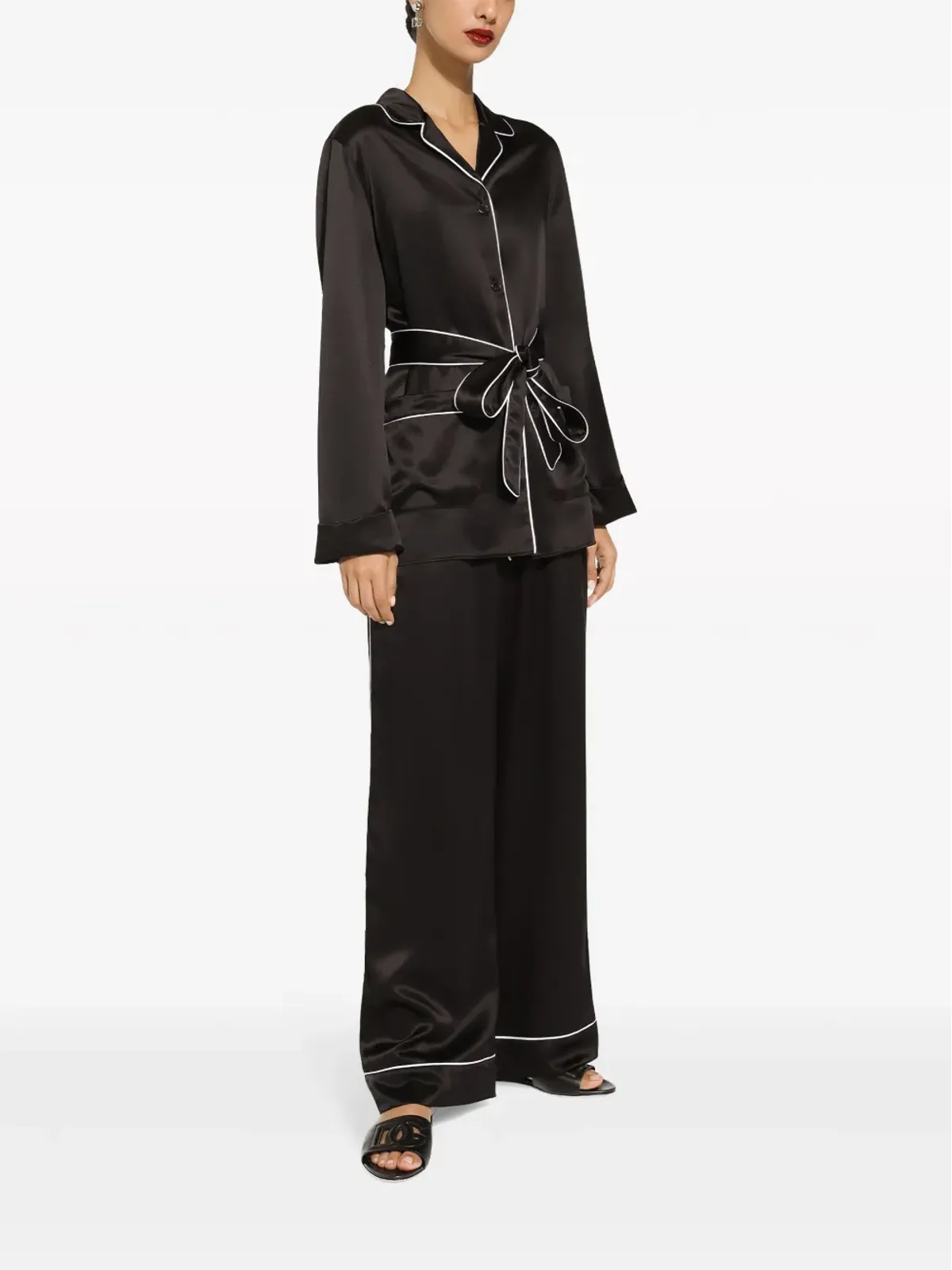 Dolce & Gabbana パイプドリム シルクシャツ - ブラック - 画像2