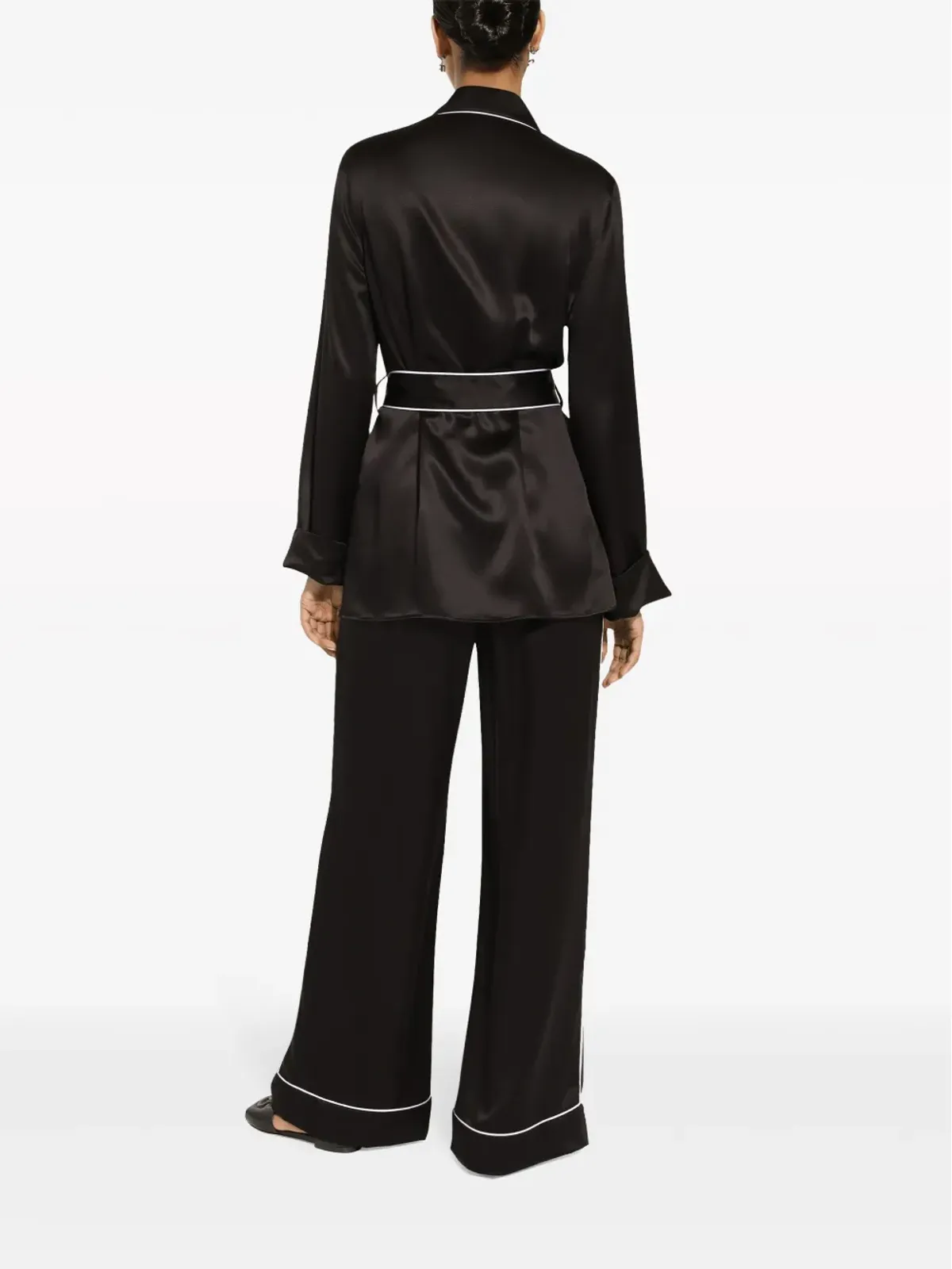 Dolce & Gabbana パイプドリム シルクシャツ - ブラック - 画像4