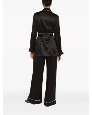 Dolce & Gabbana パイプドリム シルクシャツ - ブラック - サムネイル4