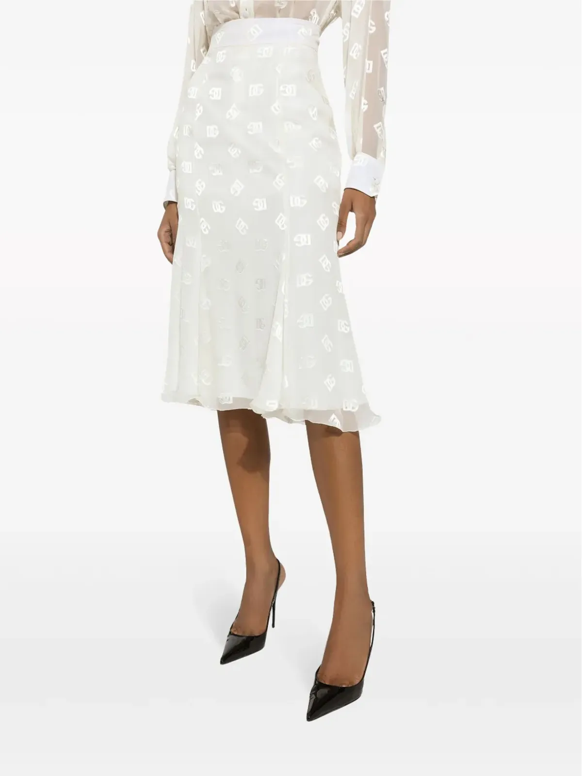 Dolce & Gabbana DG ロゴ ゴデット スカート - White - 画像5
