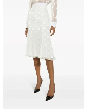 Dolce & Gabbana DG ロゴ ゴデット スカート - White - サムネイル5