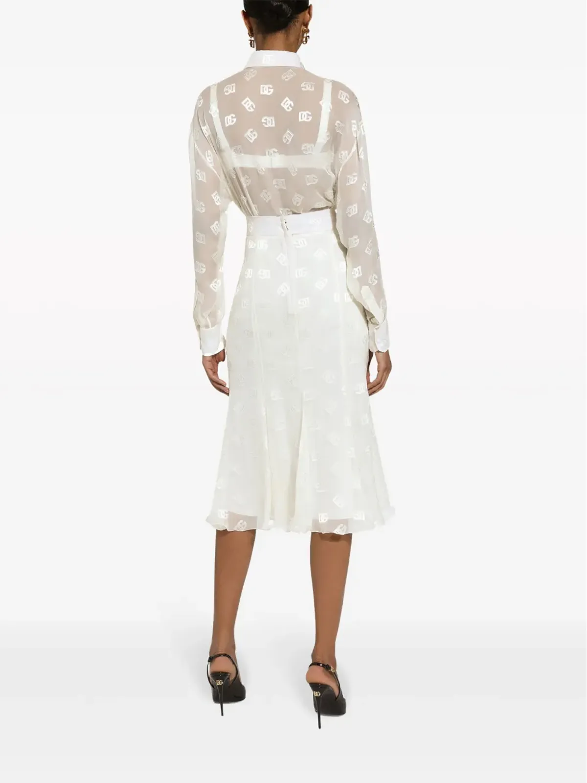 Dolce & Gabbana DG ロゴ ゴデット スカート - White - 画像4