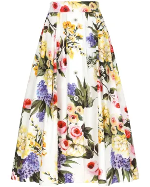 Dolce & Gabbana フローラルプリント ミディスカート - ホワイト - サムネイル1