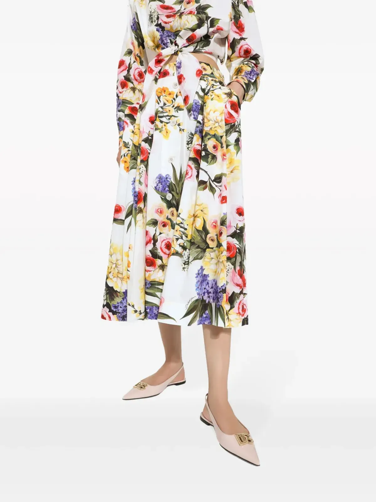 Dolce & Gabbana フローラルプリント ミディスカート - ホワイト - 画像5