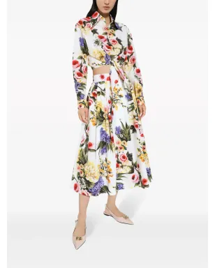 Dolce & Gabbana フローラルプリント ミディスカート - ホワイト - サムネイル2