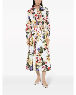 Dolce & Gabbana フローラルプリント ミディスカート - ホワイト - サムネイル3