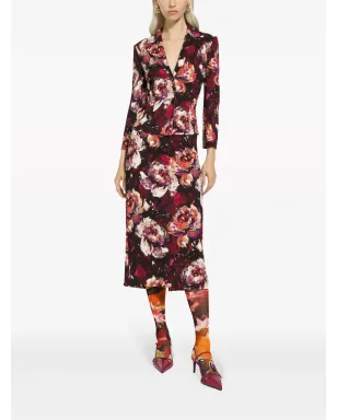 Dolce & Gabbana 牡丹プリント ペンシルスカート - レッド - サムネイル3