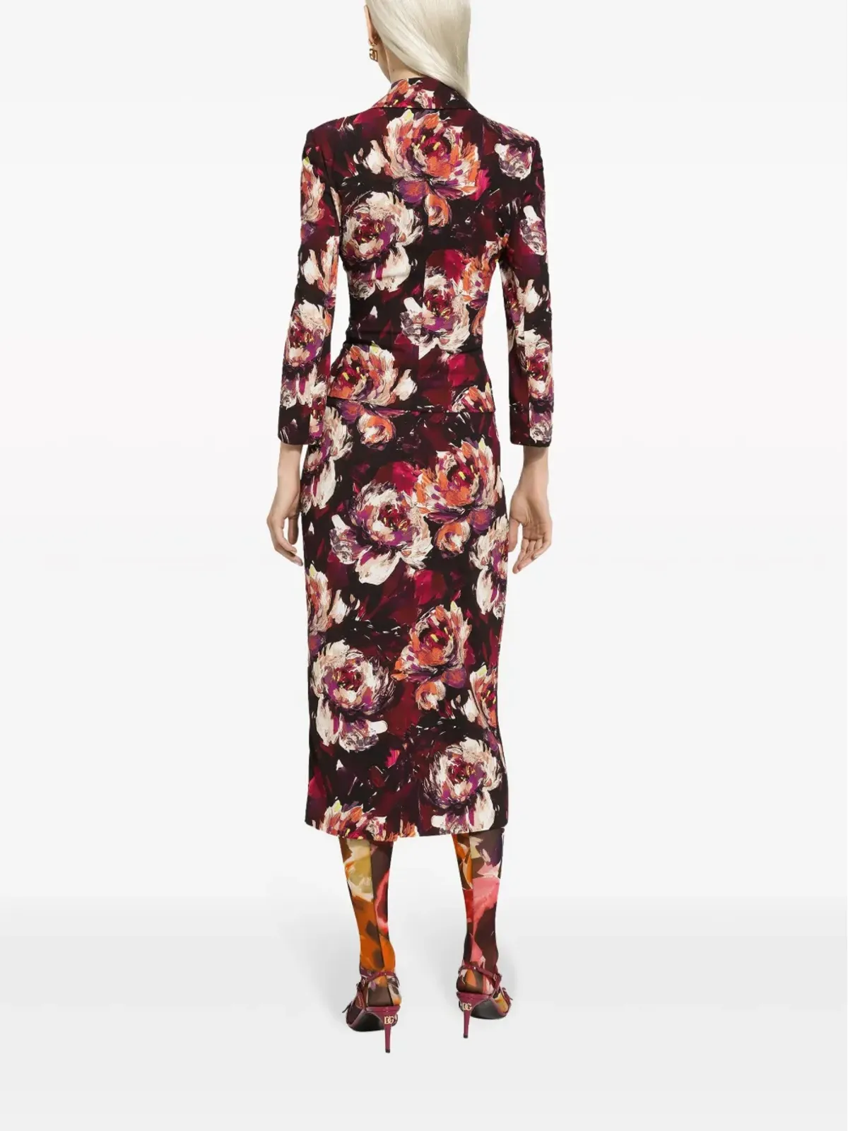 Dolce & Gabbana 牡丹プリント ペンシルスカート - レッド - 画像4