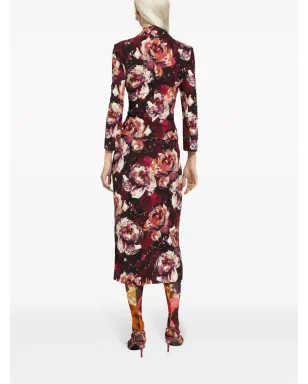 Dolce & Gabbana 牡丹プリント ペンシルスカート - レッド - サムネイル4