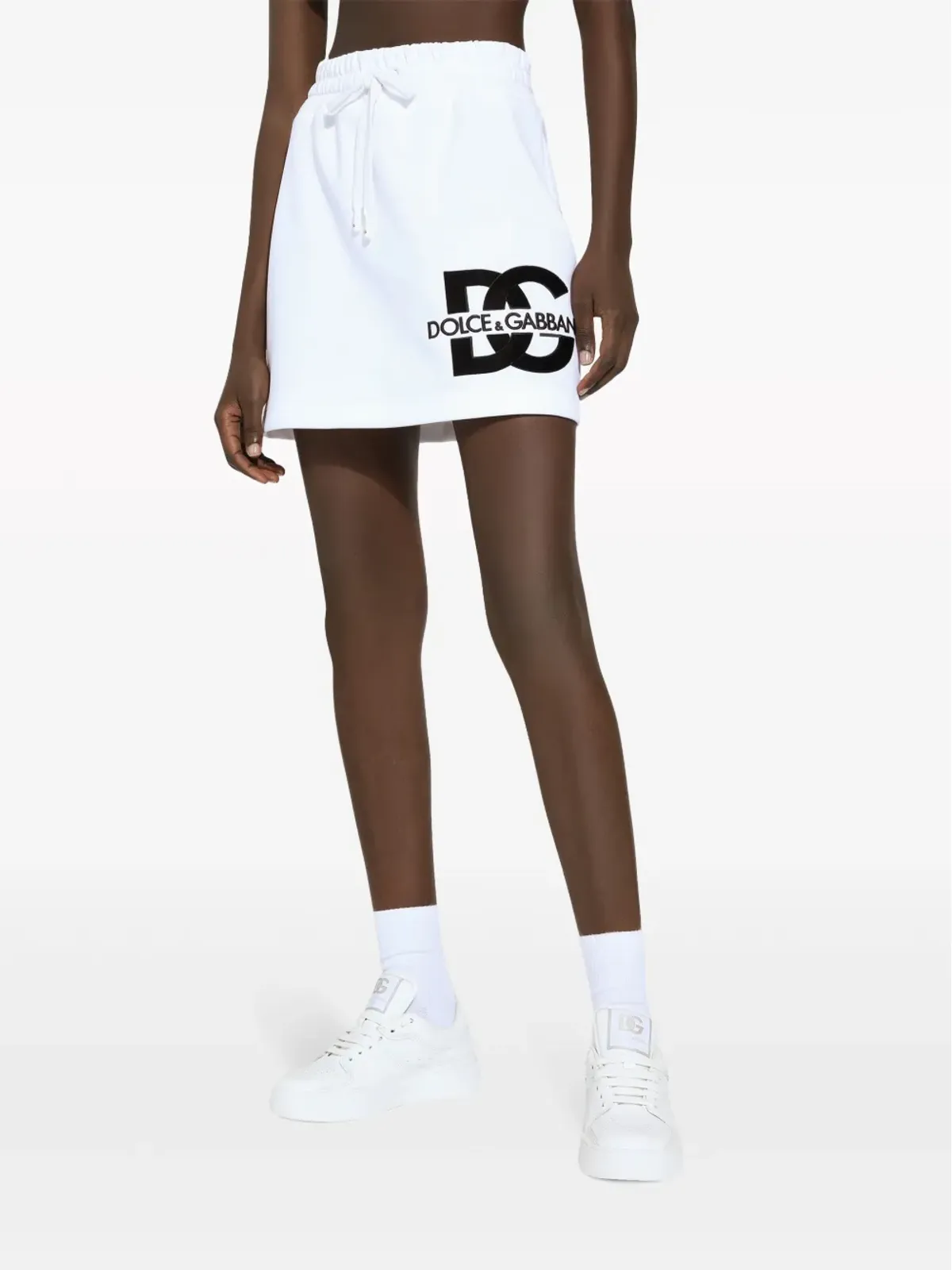 Dolce & Gabbana ロゴプリント コットンブレンド ミニスカート - ホワイト - 画像5