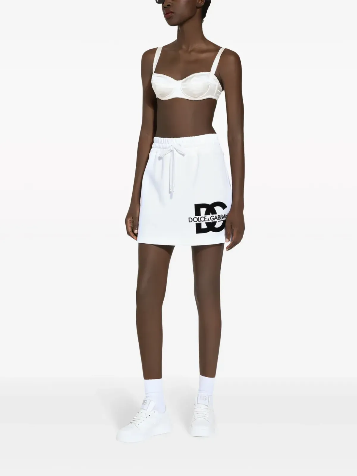 Dolce & Gabbana ロゴプリント コットンブレンド ミニスカート - ホワイト - 画像2