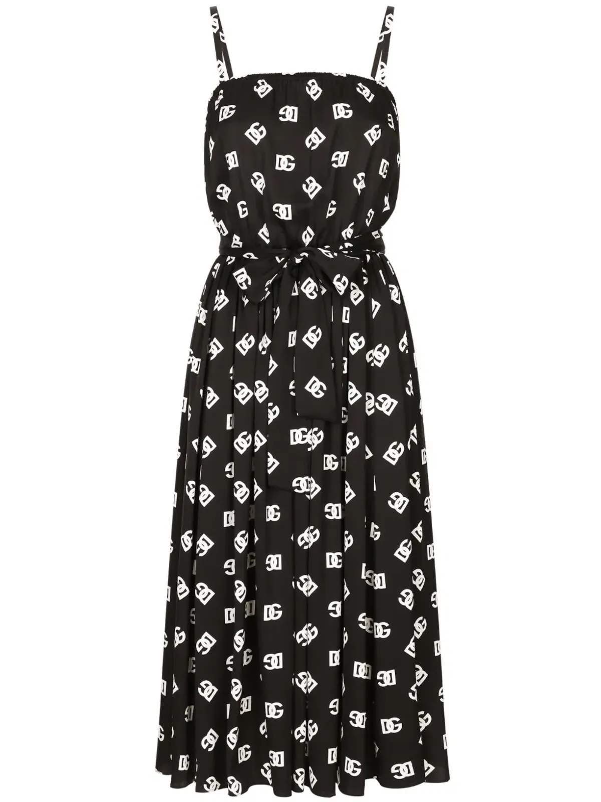 Dolce & Gabbana DGプリント プリーツ ミディドレス - ブラック - 画像1