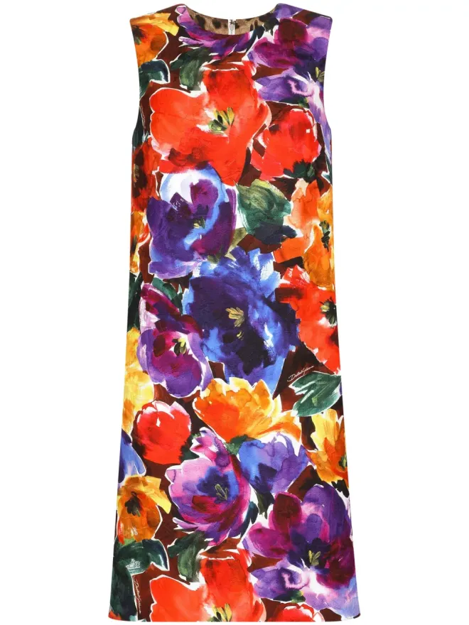 Dolce & Gabbana Dolce & Gabbana 抽象花柄プリント ミディドレスの商品画像