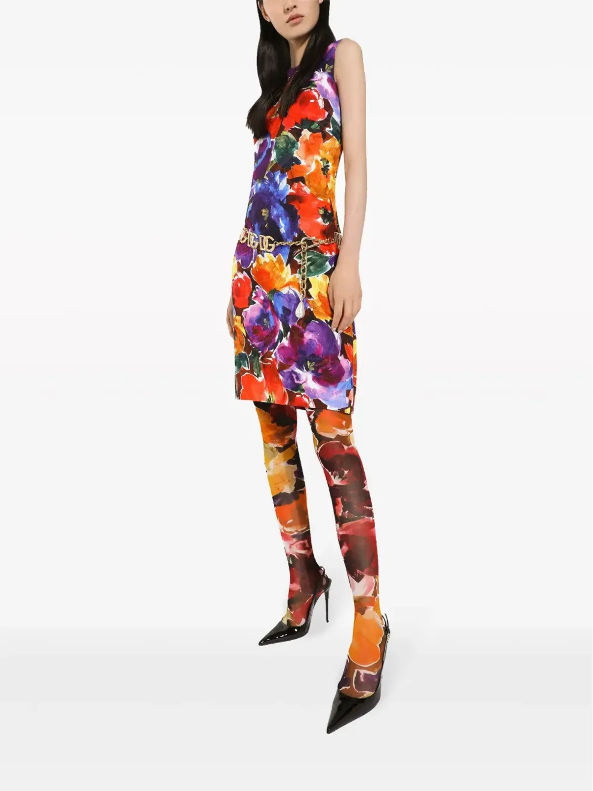 Dolce & Gabbana 抽象花柄プリント ミディドレス - 画像2