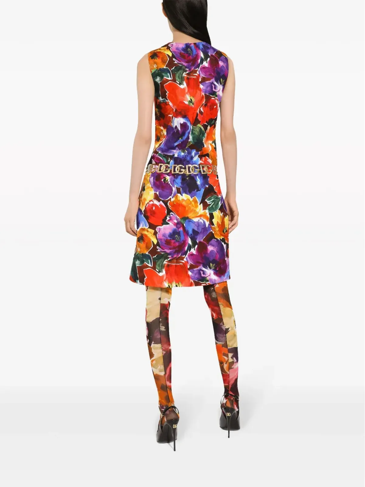 Dolce & Gabbana 抽象花柄プリント ミディドレス - 画像4