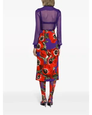Dolce & Gabbana ネックリボン付き シルクシフォン ブラウス - パープル - サムネイル3
