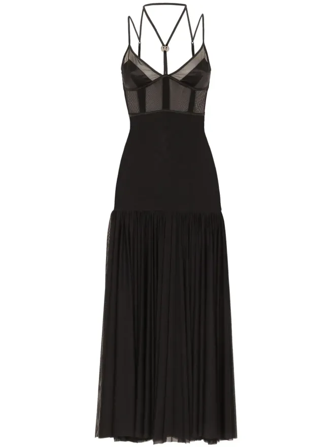 Dolce & Gabbana Dolce & Gabbana DG-plaque チュール ミディドレス - ブラックの商品画像