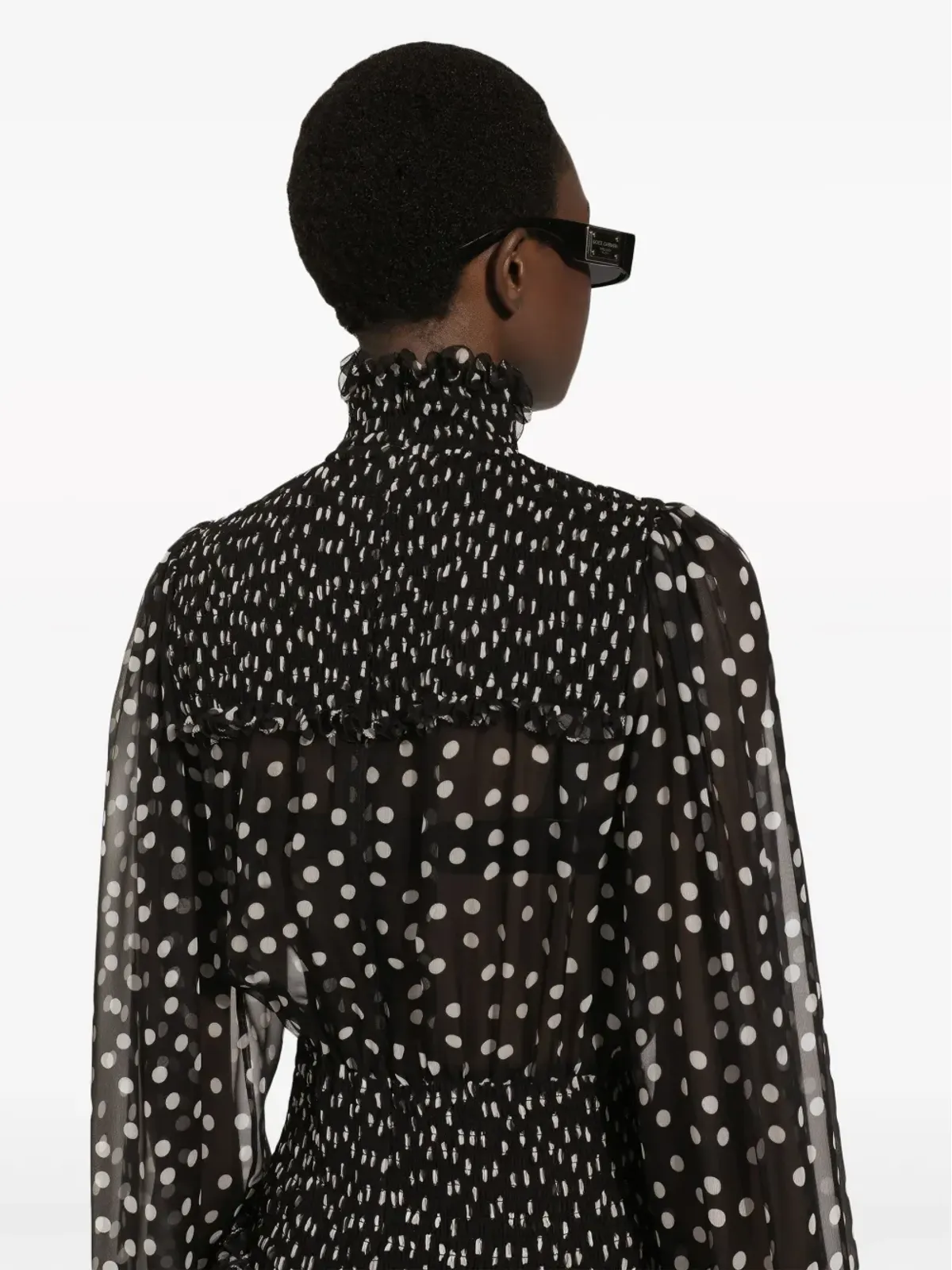 Dolce & Gabbana ポルカドット柄シルクドレス - ブラック - 画像5