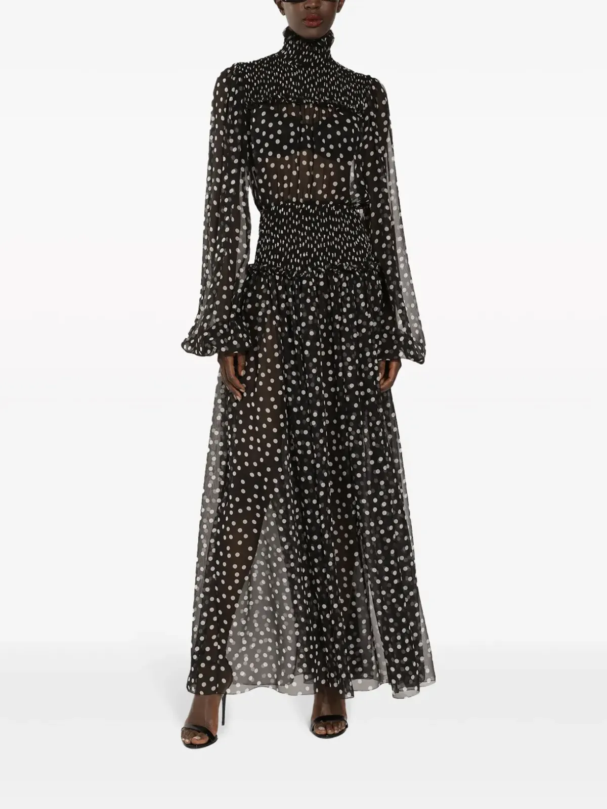Dolce & Gabbana ポルカドット柄シルクドレス - ブラック - 画像2