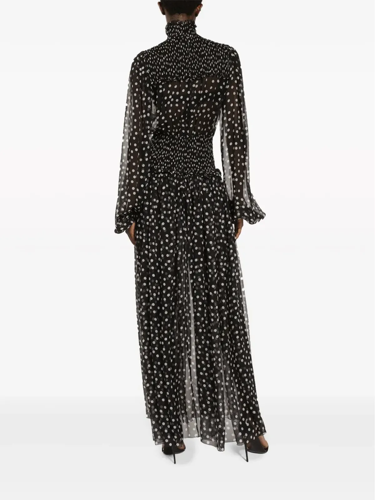 Dolce & Gabbana ポルカドット柄シルクドレス - ブラック - 画像3