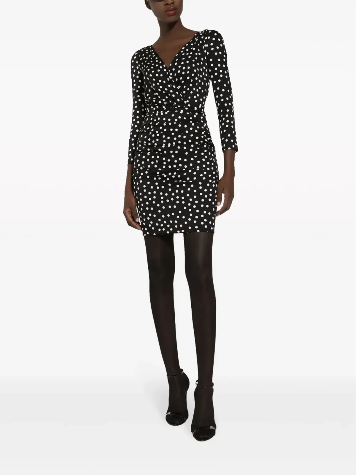 Dolce & Gabbana ポルカドット柄ドレープミニドレス - 画像2