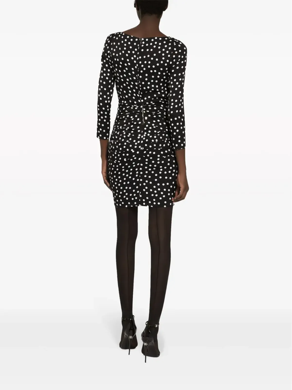 Dolce & Gabbana ポルカドット柄ドレープミニドレス - 画像4