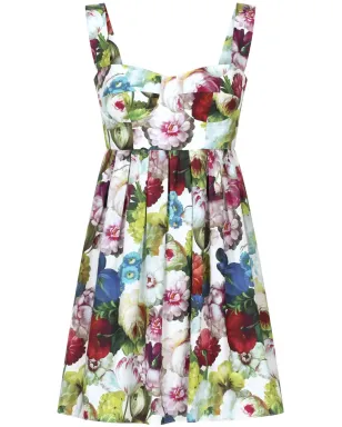 Dolce & Gabbana 花柄プリント コルセット コットン ミニドレス - White - サムネイル1