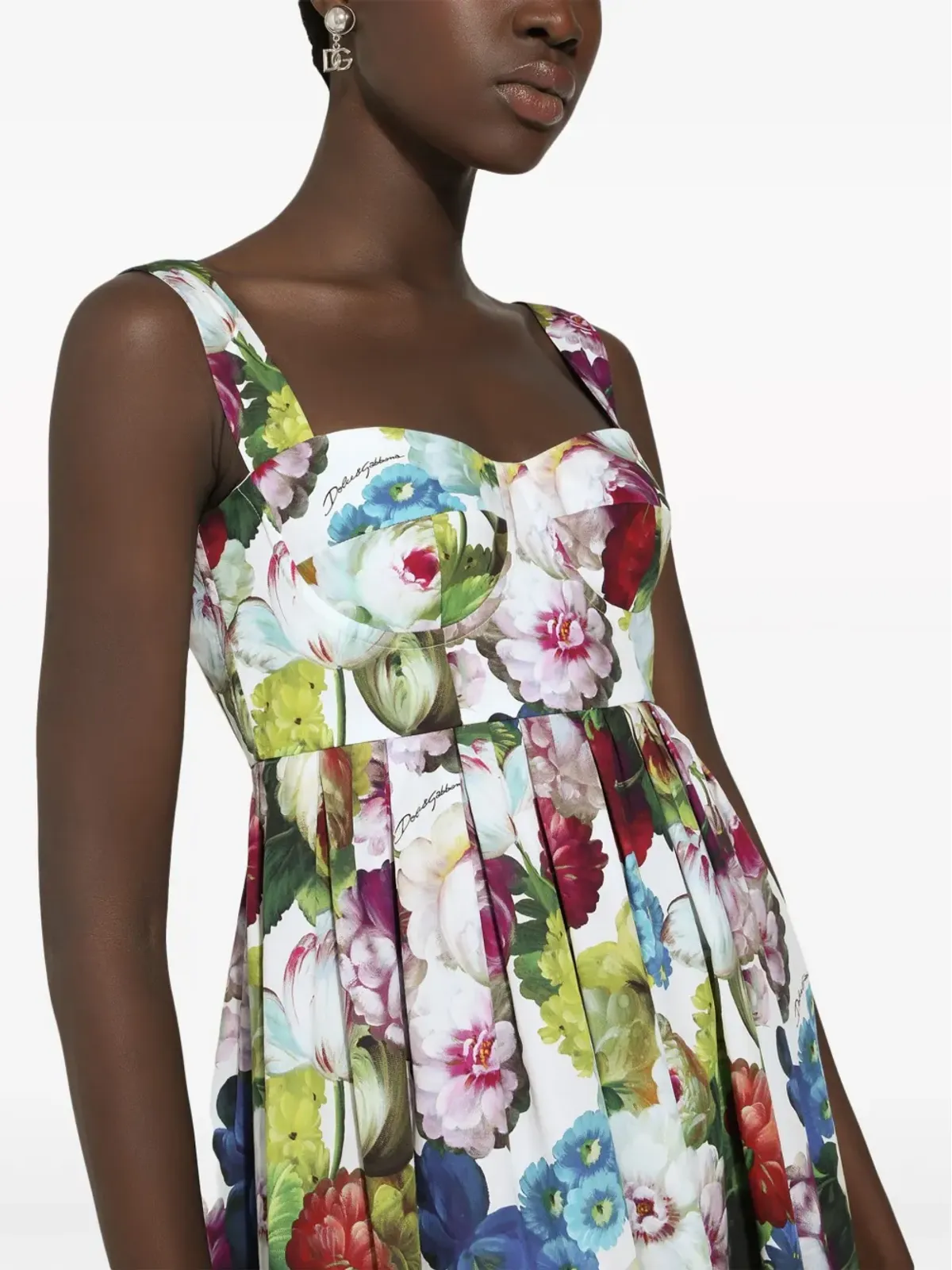Dolce & Gabbana 花柄プリント コルセット コットン ミニドレス - White - 画像5