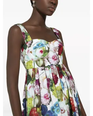 Dolce & Gabbana 花柄プリント コルセット コットン ミニドレス - White - サムネイル5