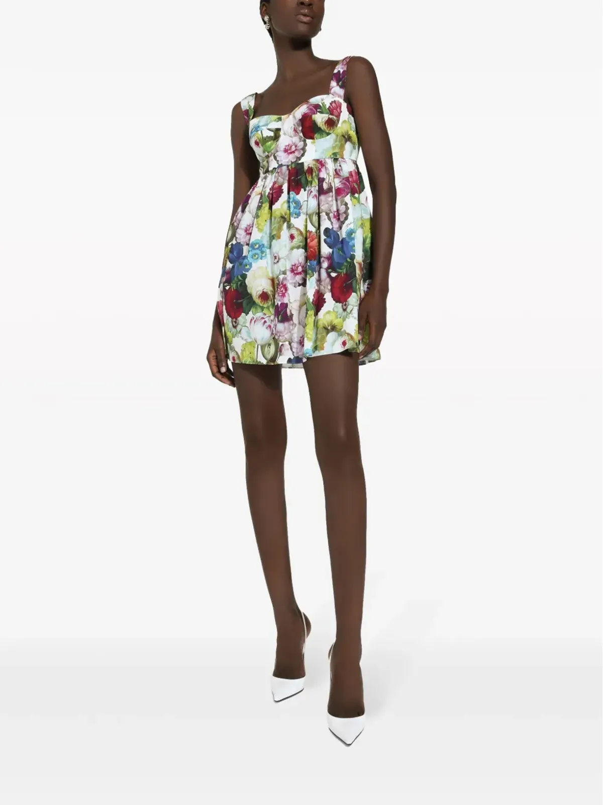Dolce & Gabbana 花柄プリント コルセット コットン ミニドレス - White - 画像2