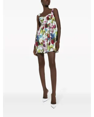 Dolce & Gabbana 花柄プリント コルセット コットン ミニドレス - White - サムネイル2